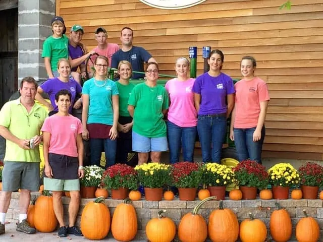 Rathbun's Maple Sugar House Family with Pumpkins